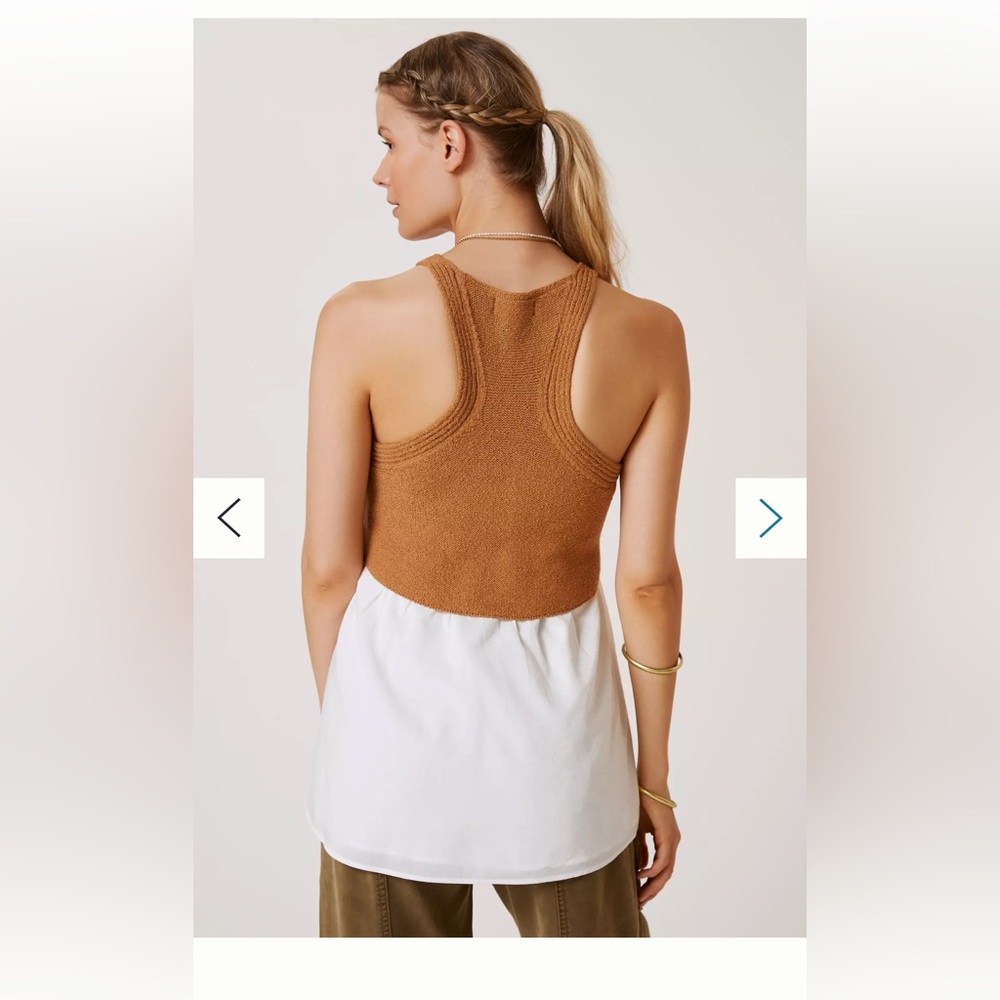 Anthropologie Tan and White Twofer Tank Top - Picture 4 of 9